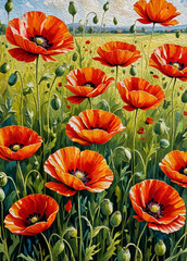 Botanical pattern for printing on wall decorations, covers. Artistic brush strokes.
