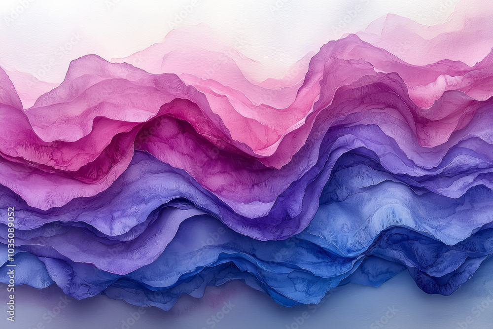 Poster fluid watercolor gradient lines merging with a textured background, creating a soft, artistic ambian