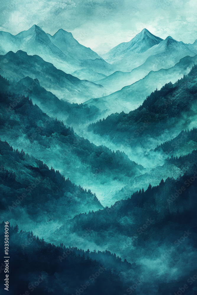 Poster fluid watercolor gradient lines floating over a grainy textured background, creating a smooth, organ