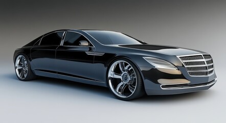 Obraz premium Luxury Sedan. 3D Rendering of Modern Car on Elegant Background