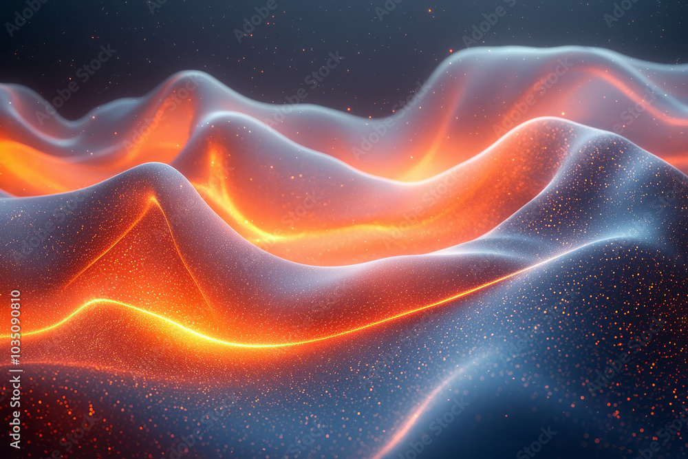 Poster a wave of abstract curved lines in motion, flowing effortlessly through a glowing gradient,