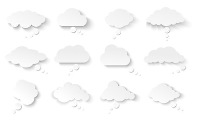 Think paper style bubble. Infographic design. Dialog message clouds. Vector discussion symbol
