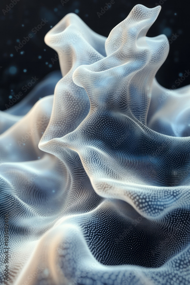 Poster abstract 3d undulating lines forming a wavy surface, with soft gradient transitions, creating a dyna