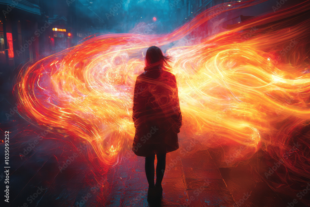 Aufkleber glowing energy fields radiating around objects, creating a vibrant aura of light and power,