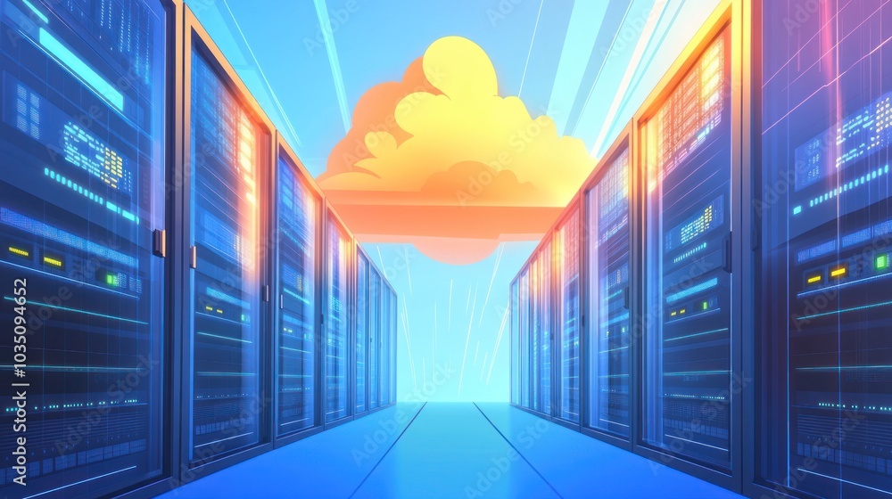 Poster cloud computing servers data center technology