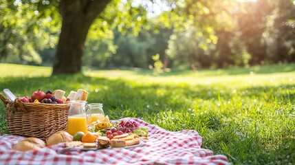Relaxing Picnic in a Sunlit Park Setting