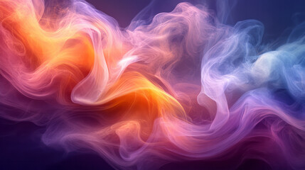 Fototapeta premium Soft plumes of colorful smoke swirling in motion, forming an abstract, flowing display of vibrant hues,