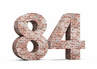 Number Eighty Four 84 Digit Made Of Old Grunge Texture Wall Of Bricks 3D Illustration