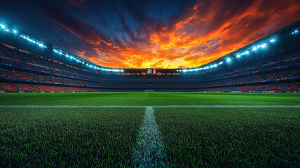 twilight sky at Santiago bernabeu night,Madrid,Spain,generative ai