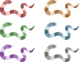 いろいろな、色の蛇のイラスト