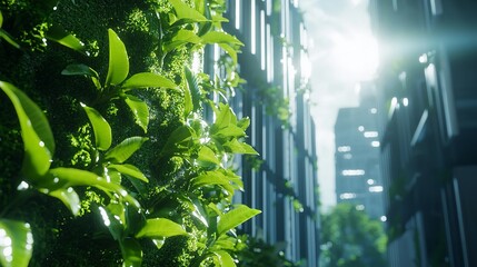 Obraz premium Beautiful green leaves with sunlight in the morning and spring background. Nature concept with copy space