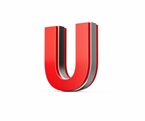 Vibrant Red Capital Letter U Gleams With Its Sleek Design Bold Font With Sharp Edges 3D Illustration
