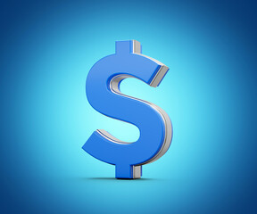 Vibrant Blue United States Dollar Currency Symbol Gleams With Sleek Modern Design 3D Illustration