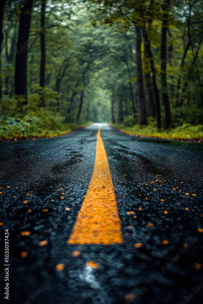 Poster An abstract road branching into multiple paths, representing choices and possibilities in lifeâ€™s journey,