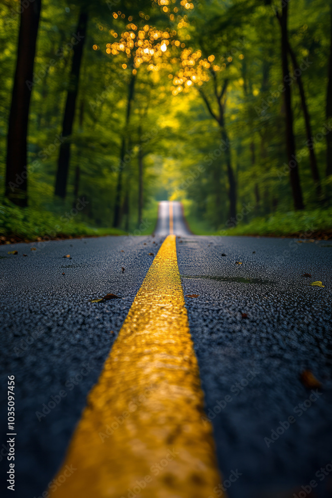 Poster An abstract road branching into multiple paths, representing choices and possibilities in lifeâ€™s journey,