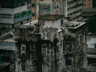 A dark and dirty abandoned building from hong kong, china