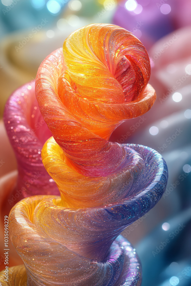 Poster Color spectrums in dynamic flow, shifting and twisting through space in an abstract, energetic display,
