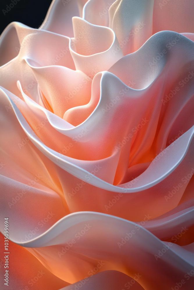 Poster Abstract 3D shapes in soft foam and velvety textures, subtly floating in weightless space, with gentle pastel gradients and intricate line art,