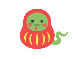達磨の衣装を着た、蛇のキャラクターのイラスト