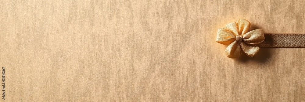 Poster This composition features a textured gift wrapping paper with a charming bow placed thoughtfully in the corner, adding a touch of elegance. Generative AI
