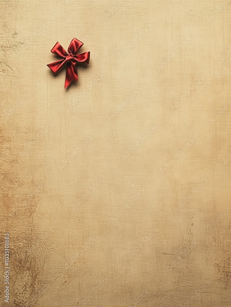 Fototapete this background features a light texture resembling gift wrapping paper with a small red bow in the 