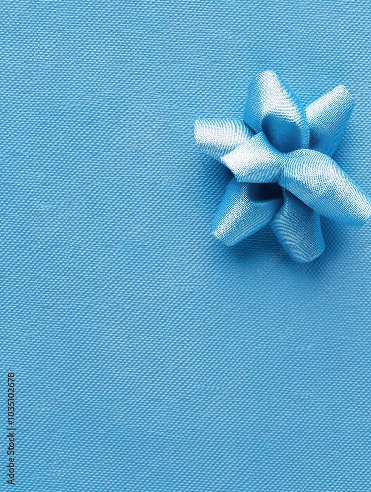 Aufkleber a charming blue bow is placed in the corner, accentuating the soft texture of the light blue wrappin