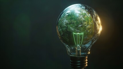 A glowing light bulb emitting warm light in a dark background.