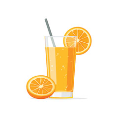 Organic Orange Juice in a Glass Vector for Food and Beverage Projects