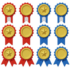 Star shaped medal 3D icon set
