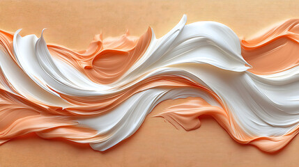 Abstract orange and white fabric folds gracefully flowing in dynamic and vibrant motion.