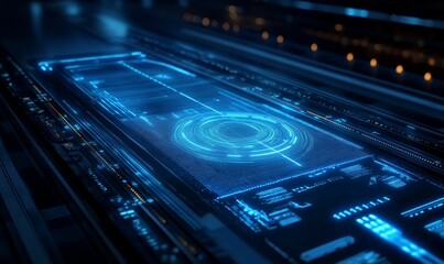 Obraz premium Futuristic blue glowing interface