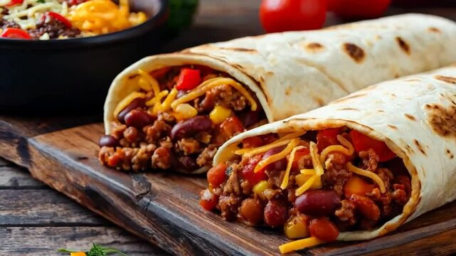Beef burrito with beans and cheese, Video