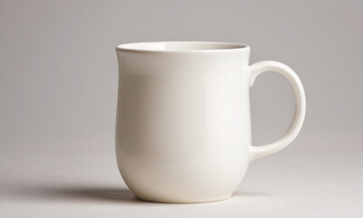 Fototapeta premium White Ceramic Mug on Neutral Background: Minimalist Elegance