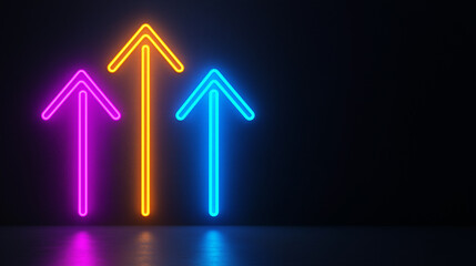 Neon Arrows Pointing Upwards
