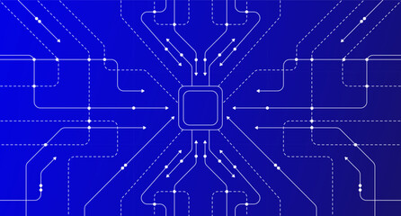 Abstract digital circuit background, computer motherboard circuit blueprint, suitable as a design element about technology, systems, connections, chips, cyber, and data flow.
