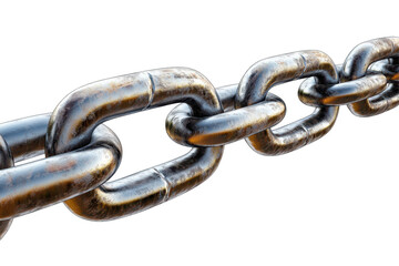 Obraz premium Strong metal chain PNG isolated on transparent background, white background.