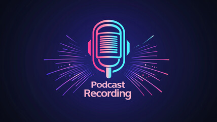 Podcast Recording Icon Representing Audio Content Creation and Studio Setup..