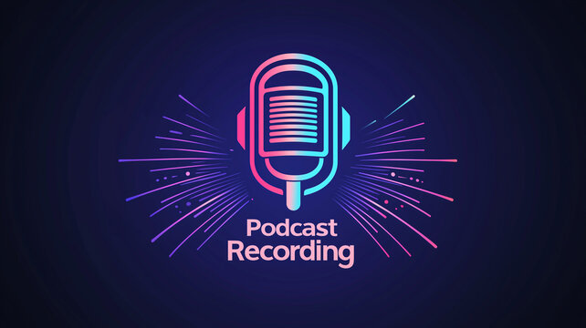 Podcast Recording Icon Representing Audio Content Creation and Studio Setup..
