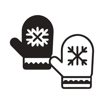 black and white mittens with snowflake design clip art preview