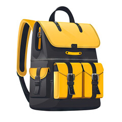 Naklejka premium Yellow and black backpack, isolated on white background