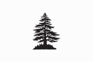 A Cedar tree vector silhouette image adobe illustrator..eps