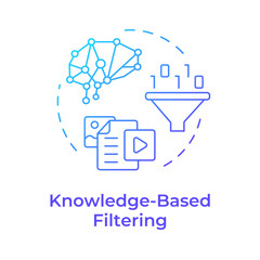 Knowledge-based filtering blue gradient concept icon. Artificial intelligence, machine learning. Round shape line illustration. Abstract idea. Graphic design. Easy to use article, blog post