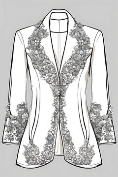 white jacket floral embroidery design clip art preview