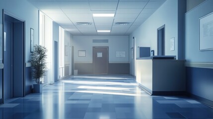 Fototapeta premium Clean and empty hospital interior with administration offices