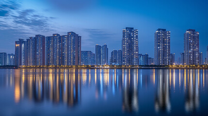 Obraz premium Rows of residential areas and lakes