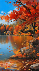 Obraz premium Autumn landscape with a lake
