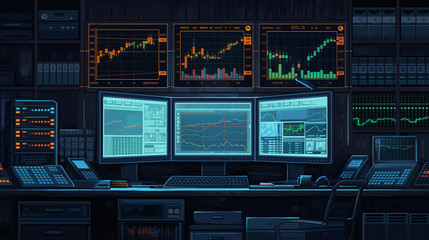 K-line charts and data graphs on computer screen