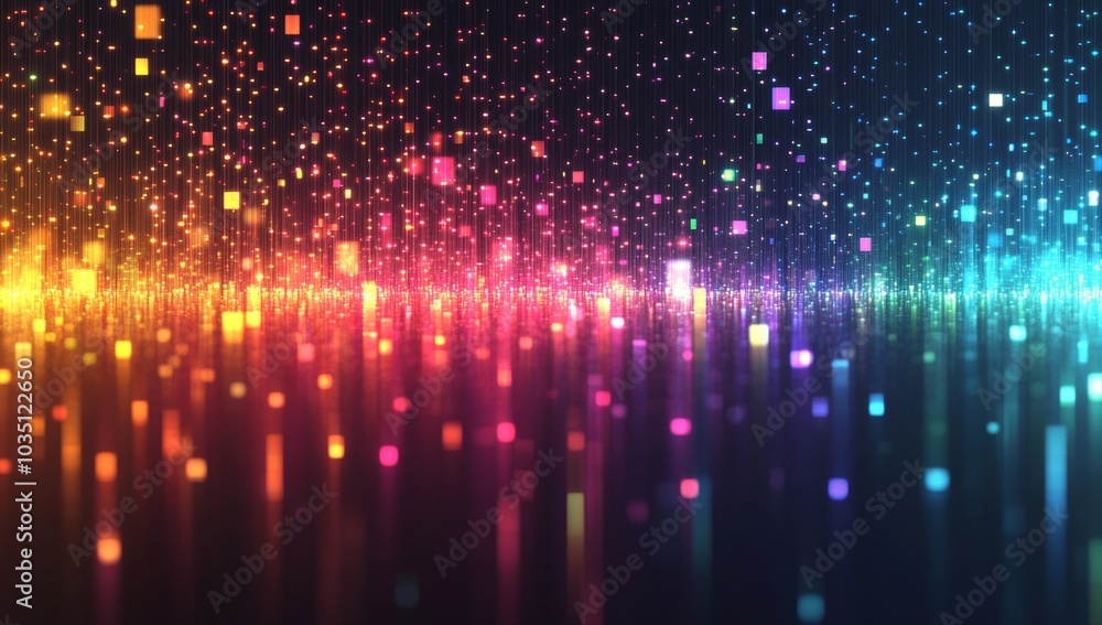Poster a colorful, abstract background with many small squares of different colors