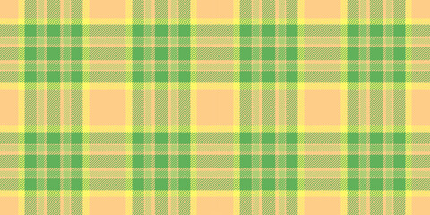 Soft vector plaid seamless, dining room tartan check pattern. Oilcloth background fabric texture textile in green and amber colors.