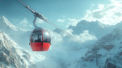 Obraz premium Mountain Cable Car with Stunning Views